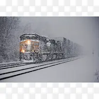 冬天大雪火车雪景