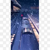 日本动漫火车站下雪了高速公路高清
