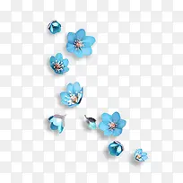 蓝色清新花朵漂浮素材