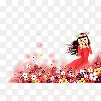 卡通插画美女素材