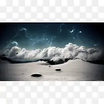 青色天空白色云朵海报