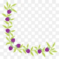 紫色果实绿叶边角装饰边框