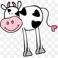 可爱卡通线条奶牛