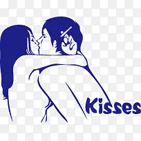 卡通矢量情侣接吻KISS