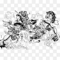 线描古代打仗