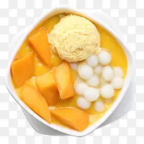 糯米小圆子和芒果加冰激凌球