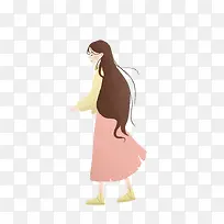 水彩古风女孩免抠图