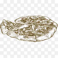 素描棕色美味披萨