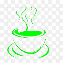 时尚绿色大方手绘奶茶杯