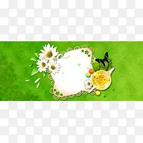 花茶清新茉莉花背景banner