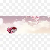 玫瑰花茶唯美花瓣背景banner