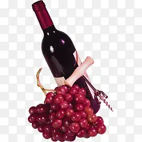 一瓶红酒和葡萄图