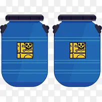 矢量图蓝色的化学药剂桶