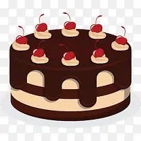 樱桃装饰巧克力蛋糕