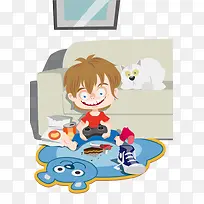 卡通玩游戏的儿童矢量