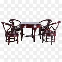 中国传统红酸枝圆桌五件套