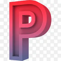 3D抽象字母P免扣素材