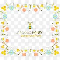 矢量手绘蜜蜂花朵装饰边框