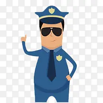 卡通穿制服的保安叉腰指向天空