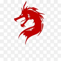 红色中国龙剪影