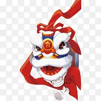 中国风红色传统舞狮