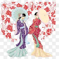 日本女人樱花免抠下载