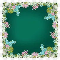 花纹边框-绿色背景上的小花簇