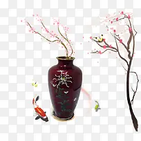 古典红色花瓶