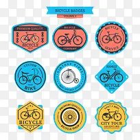 复古可爱的彩色自行车徽章矢量素