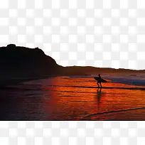 唯美黄昏海滩景色