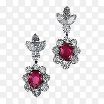 产品实物红宝石钻石搭配耳环