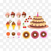 生日五彩元素图标蛋糕