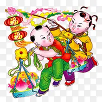 喜庆福娃招财童子