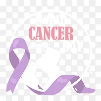 世界抗癌日温馨丝带标签