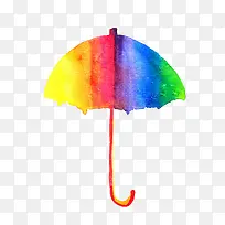 手绘水彩晕染彩虹雨伞插画