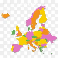彩色拼图欧洲地图