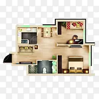 两室一厅房子平面图
