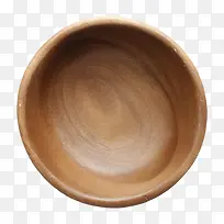 深棕色容器圆形空的木制碗实物