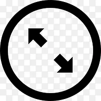 斜箭头符号扩展圆形界面按钮图标