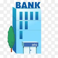 蓝色的银行建筑物设计