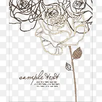 手绘线稿玫瑰花图案