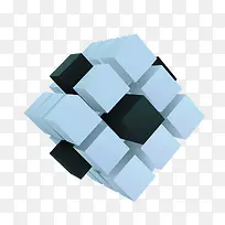 矢量三阶魔方蓝色方块方体