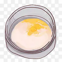 手绘盛有鸡蛋的圆碗