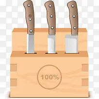 手绘厨房用具刀具与刀架