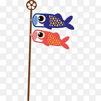 可爱日式和风鲤鱼旗装饰