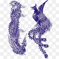 青花凤凰图案素材