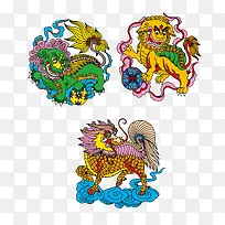 中国古典元素狮子绣球