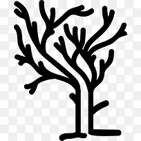 树的形状不规则的树枝在冬季无叶图标