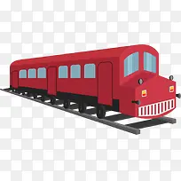 卡通红色行驶的火车
