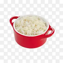 红色瓷锅里的大米饭